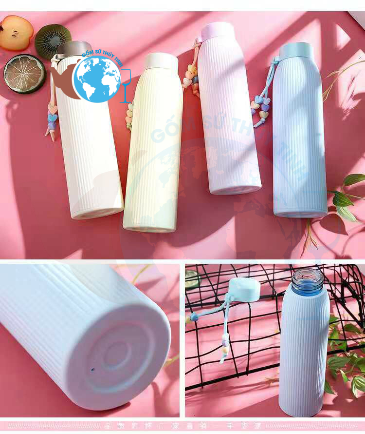 [HCM]Bình thủy tinh có vỏ bọc siêu dễ thương - 4 bình màu ngẫu nhiên - BGN01