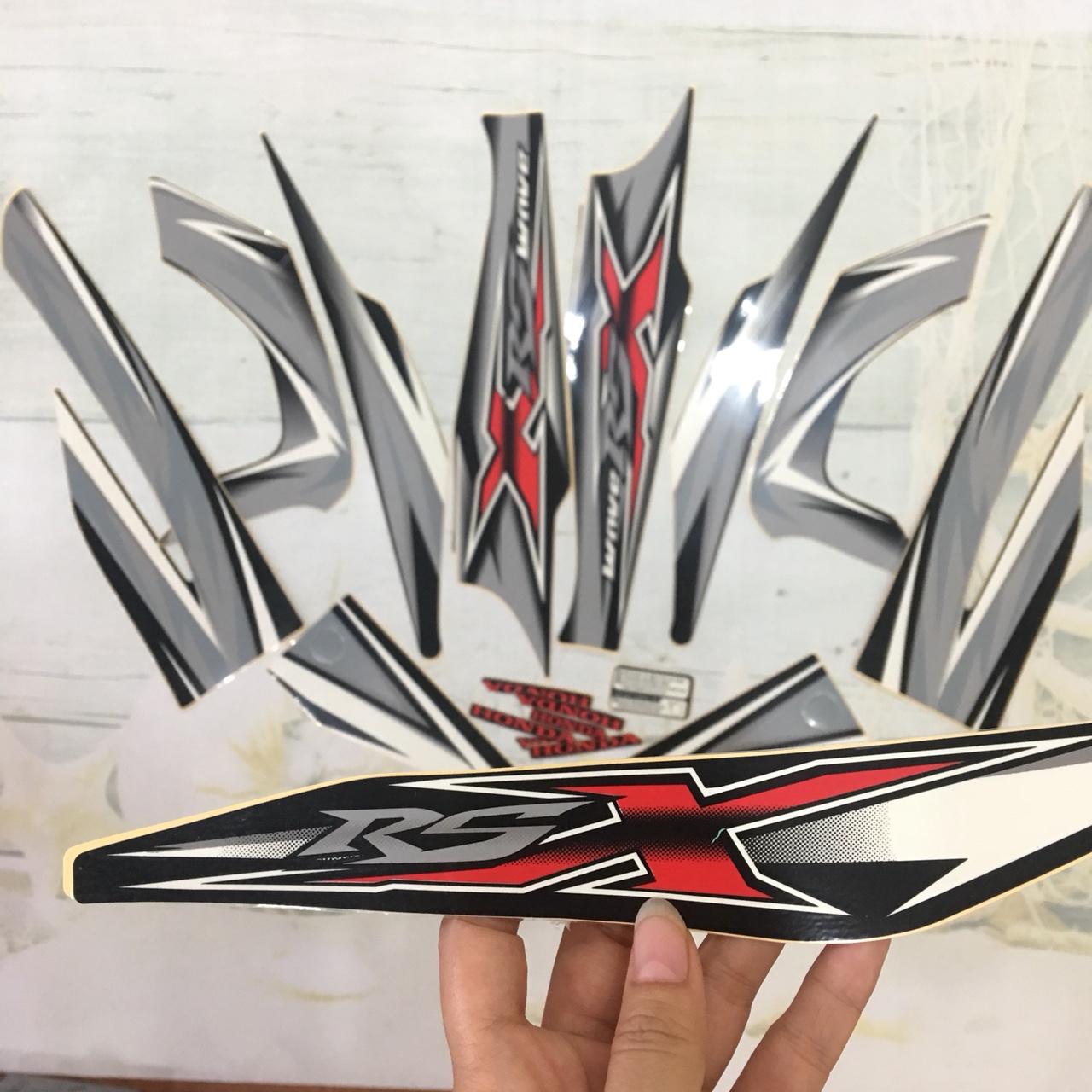 Tem xe Wave RSX 110 màu ĐEN XÁM -decan dán sườn xe wave rsx 110