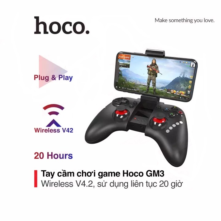 Bộ tay cầm chơi game Bluetooth Hoco GM3 dung lượng 380mAh có cần điều