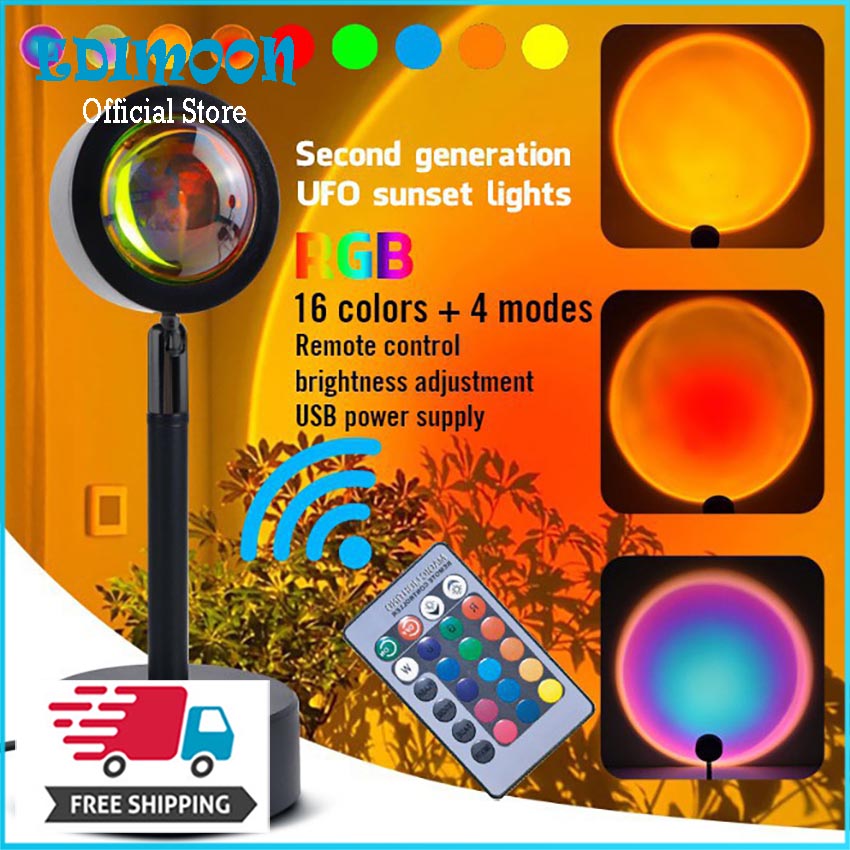 Đèn hoàng hôn 16 màu có điều khiển, 16 triệu màu chuyển đổi qua app trang trí decor chụp ảnh sống ảo quay video livestream hot trend tiktok| EDIMOON [CÓ VIDEO CẢ 2 LOẠI]