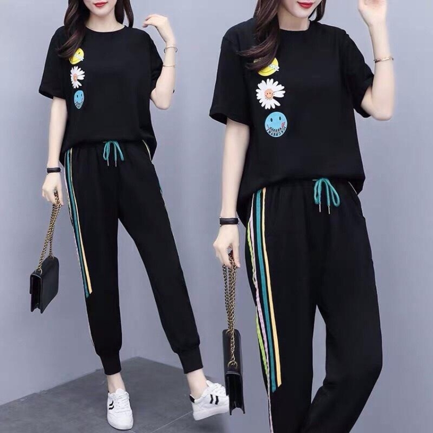 [freeship]SÉT ĐỒ BỘ NỮ MẶC Ở NHÀ ÁO THUN FORM RỘNG VÀ QUẦN  BO ỐNG - ÁO THUN NỮ CROPTOP - QUẦN DÀI THỂ THAO NỮ THUN QC - GIRLY STORE