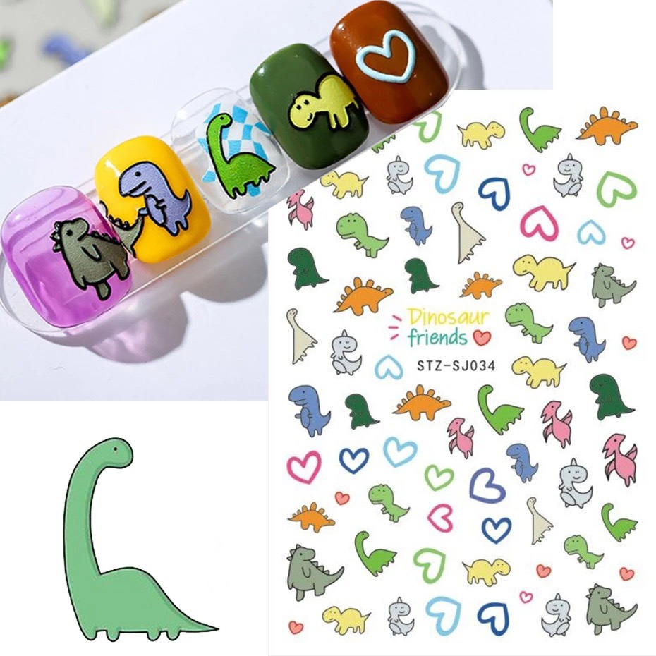 Sticker dán móng 3D nail chủ đề hoạt hình cute, hình dán móng tay đơn giản
