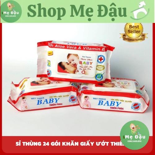 Khăn ướt baby thiên phúc😘 FREESHIP😘giấy ướt không mùi, không cồn, sỉ thùng 24 gói loại 100 tờ
