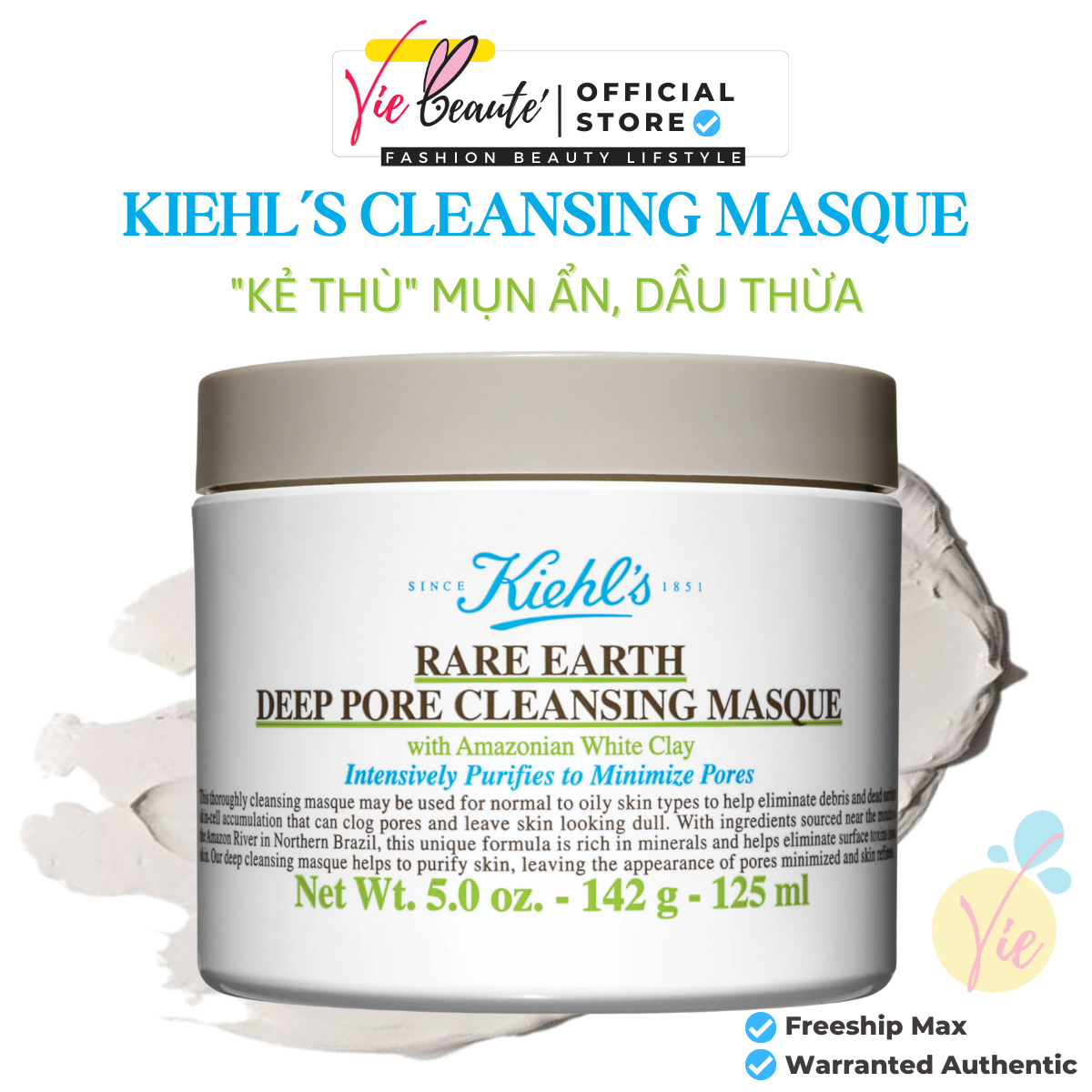 Mặt nạ đất sét kiehl's rare earth deep pore cleansing masque 125ml