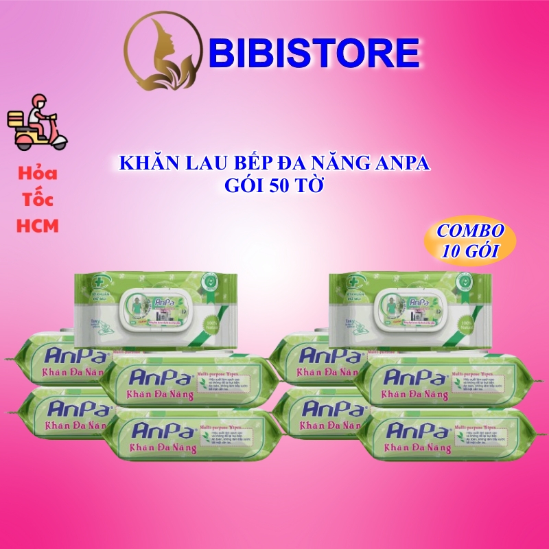 (COMBO 10 GÓI) Khăn Lau Bếp ANPA Gói 50 Tờ ̣(Bibistore HCM)