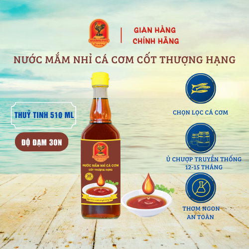 Nước mắm nhỉ cá cơm hương phú 30 độ đạm 510ml - cốt thượng hạng