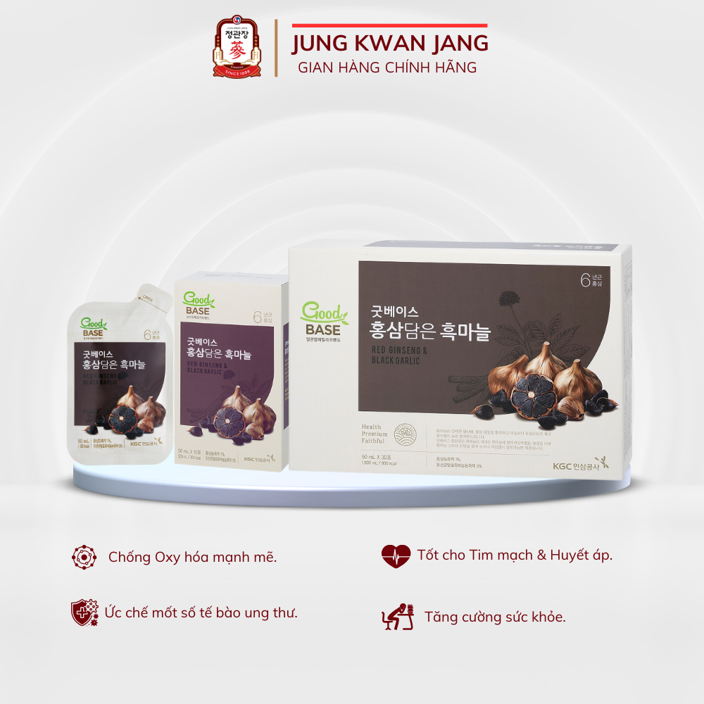 [HSD 15/9/2024] Nước Hồng Sâm Tỏi Đen Hàn Quốc Goodbase KGC Jung Kwan Jang (50ml x 30 gói)