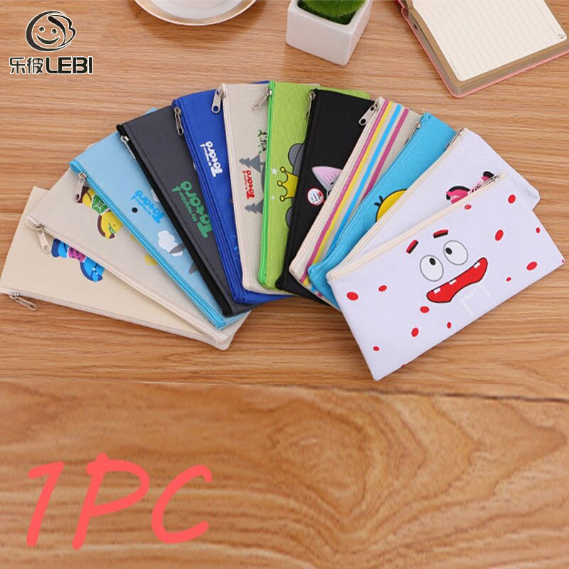 LEBI Hộp Bút Chì Vải Bố Hoạt Hình Ví Đựng Tiền Xu Bằng Vải Oxford Đáng Yêu Sinh Viên Văn Phòng Phẩm Bút Chì Túi