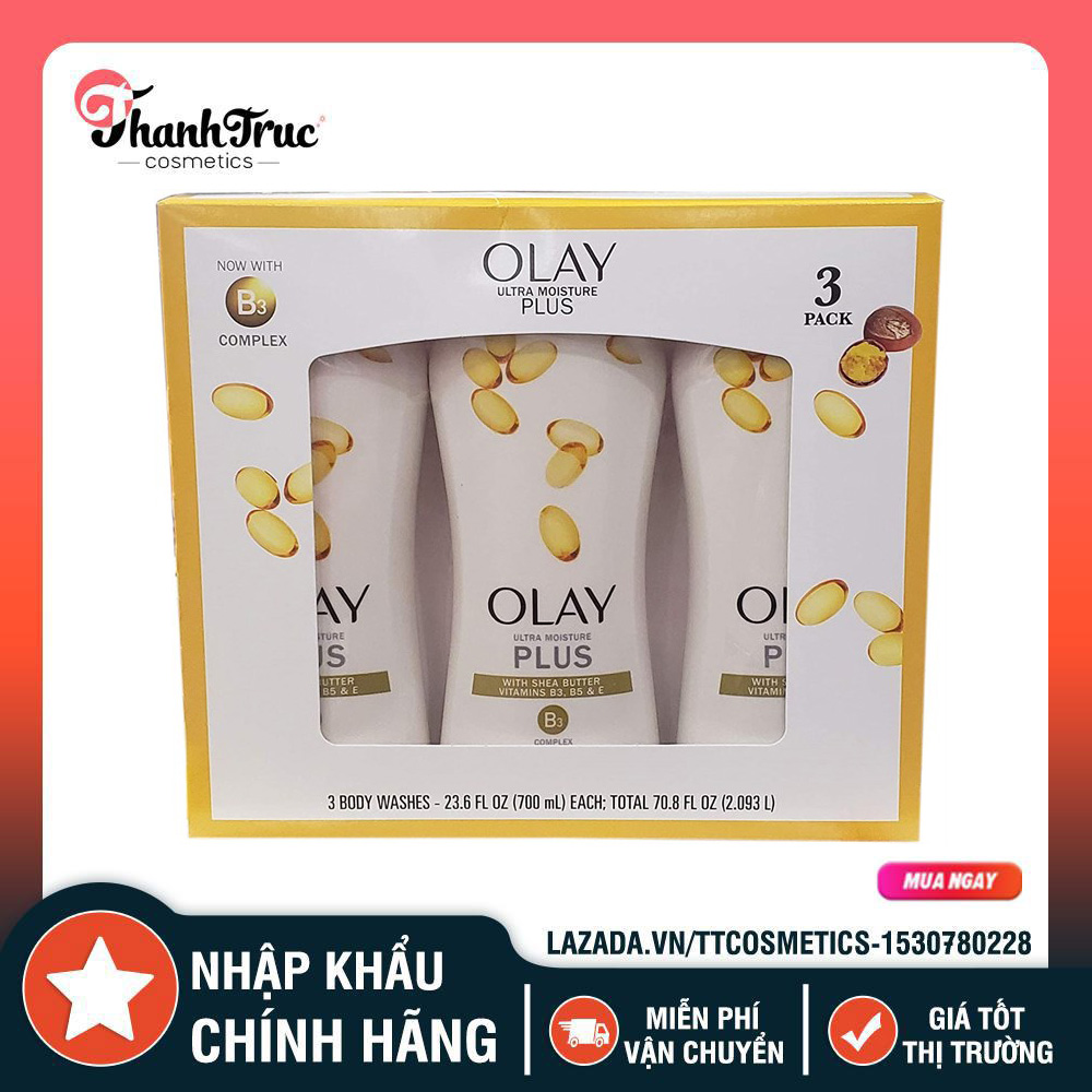 Set 3 chai sữa tắm dưỡng ẩm olay ultra moisture plus 700ml mỹ