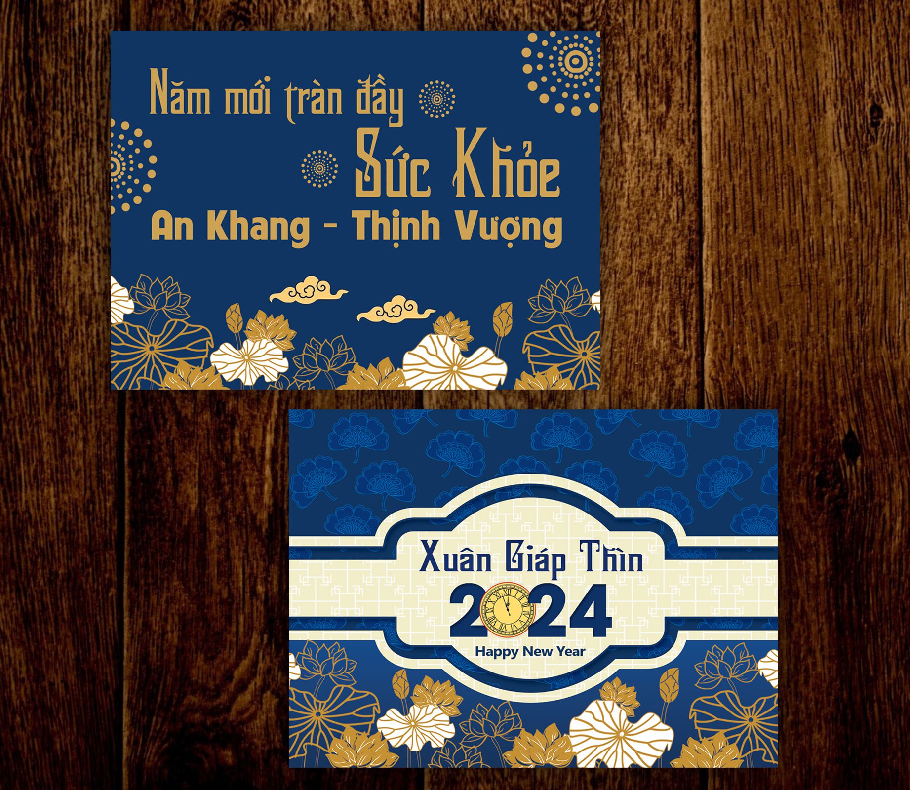 (Giao nhanh) Thiệp tết có lời chúc 2 mặt, Thiệp Xuân Gíap Thìn 2024 in sẵn lời chúc (11x15cm)