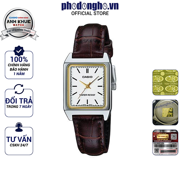 Đồng hồ nữ dây da casio anh khuê ltp-v007l-7e2udf