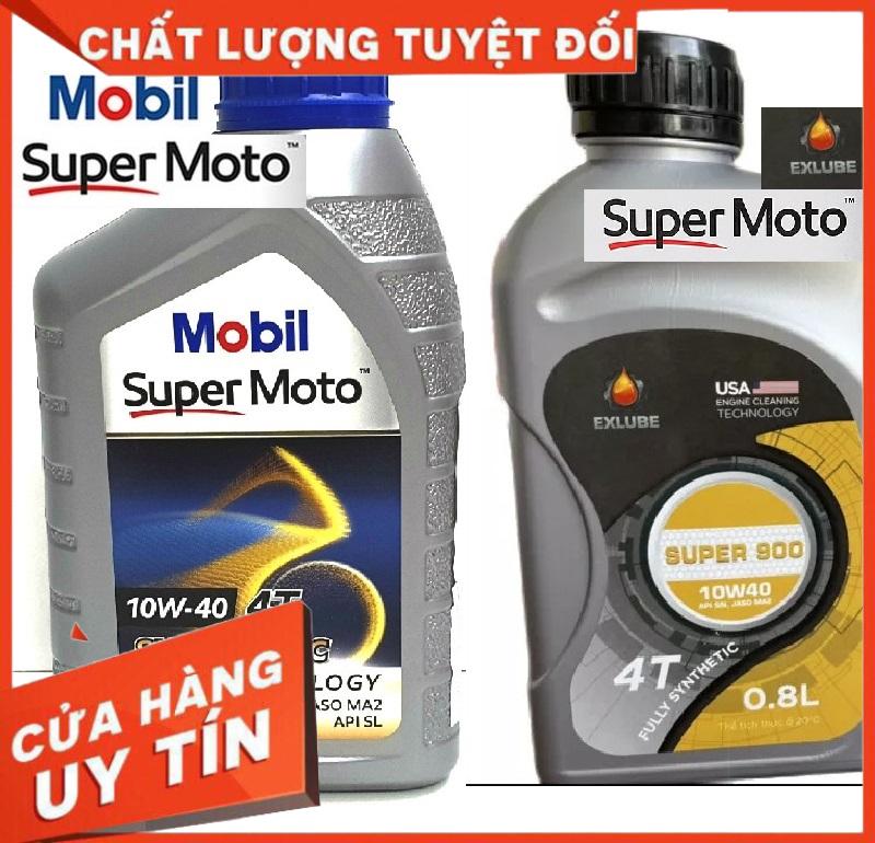[Rẻ vô địch] Nhớt Xe máy Mobil Super Moto 10W40 800/1L, nhớt mobil/Exlube xe số 10w40 chai 800ml/1L nhớt chuyên dụng cho xe số