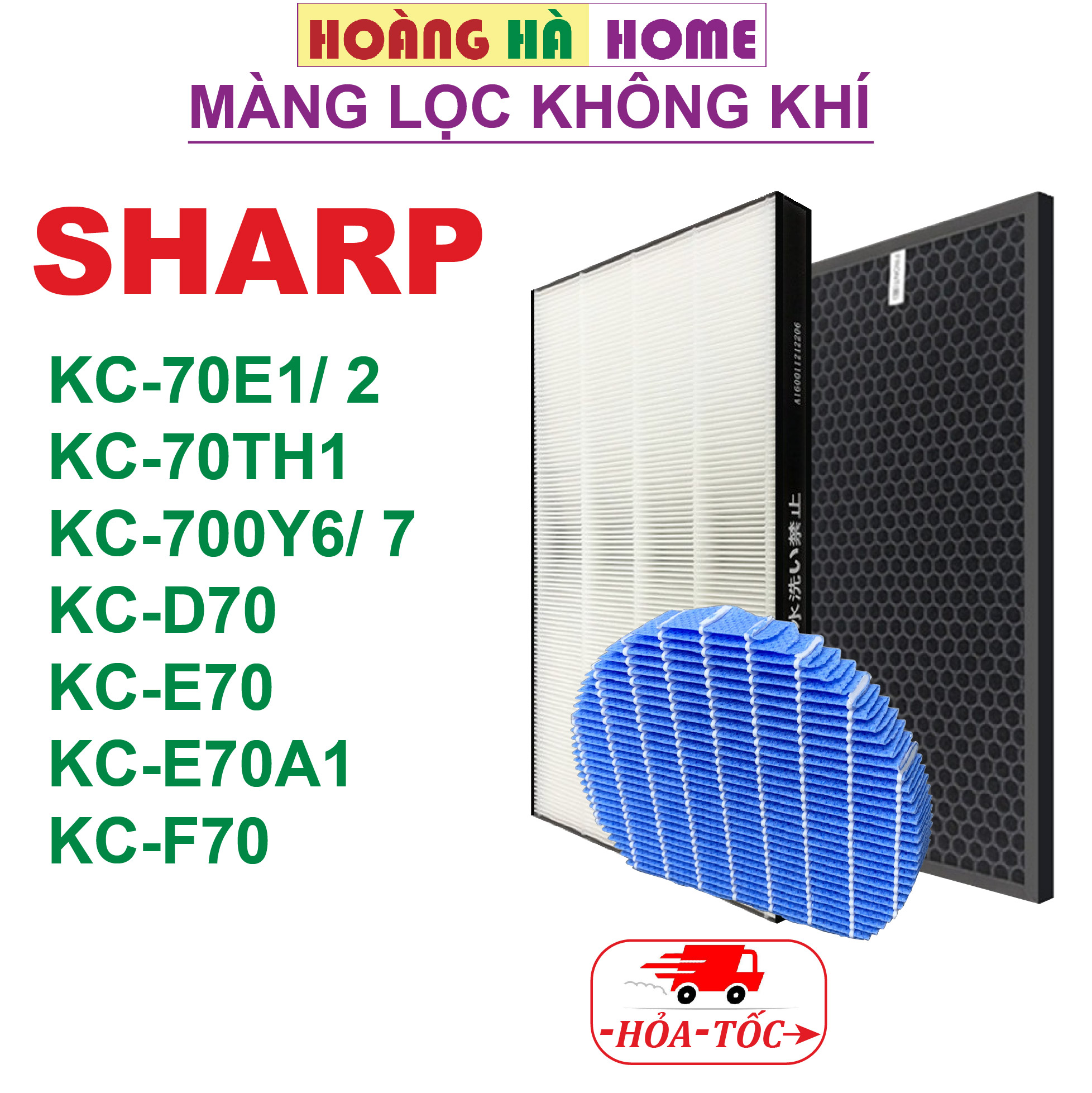 Màng lọc không khí sharp kc-d70 e70 f70 700y6 y7 70th1 70e1 70e2, màng lọc hepa, màng bù ẩm, màng than hoạt tính