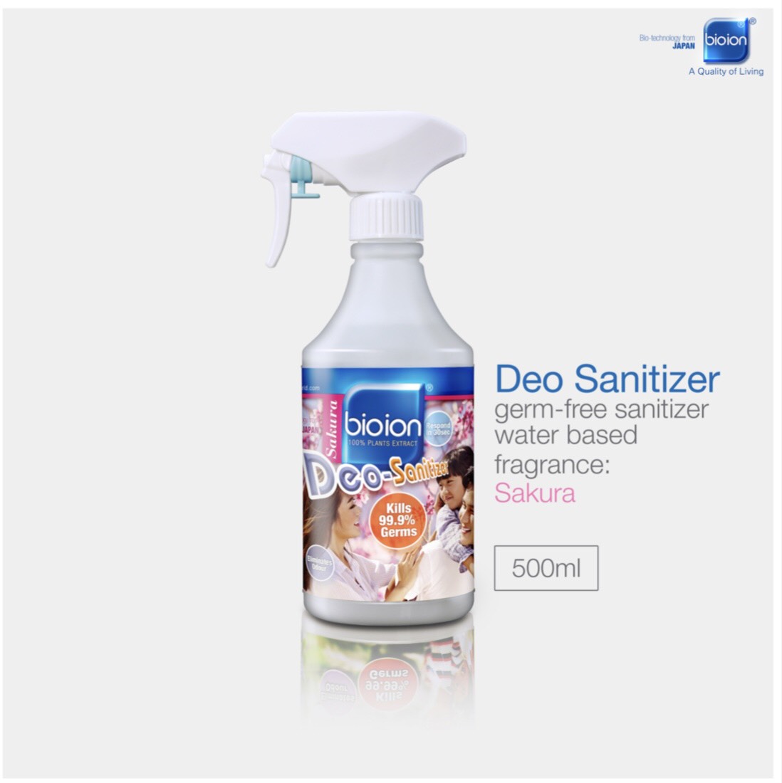[HCM]BIOION DEO SANITIZER GERMS-FREE SANITIZER SAKURA - Bình Xịt khử trùng diệt khuẩn Deo-Sanitizer Hương Sakura 500ML