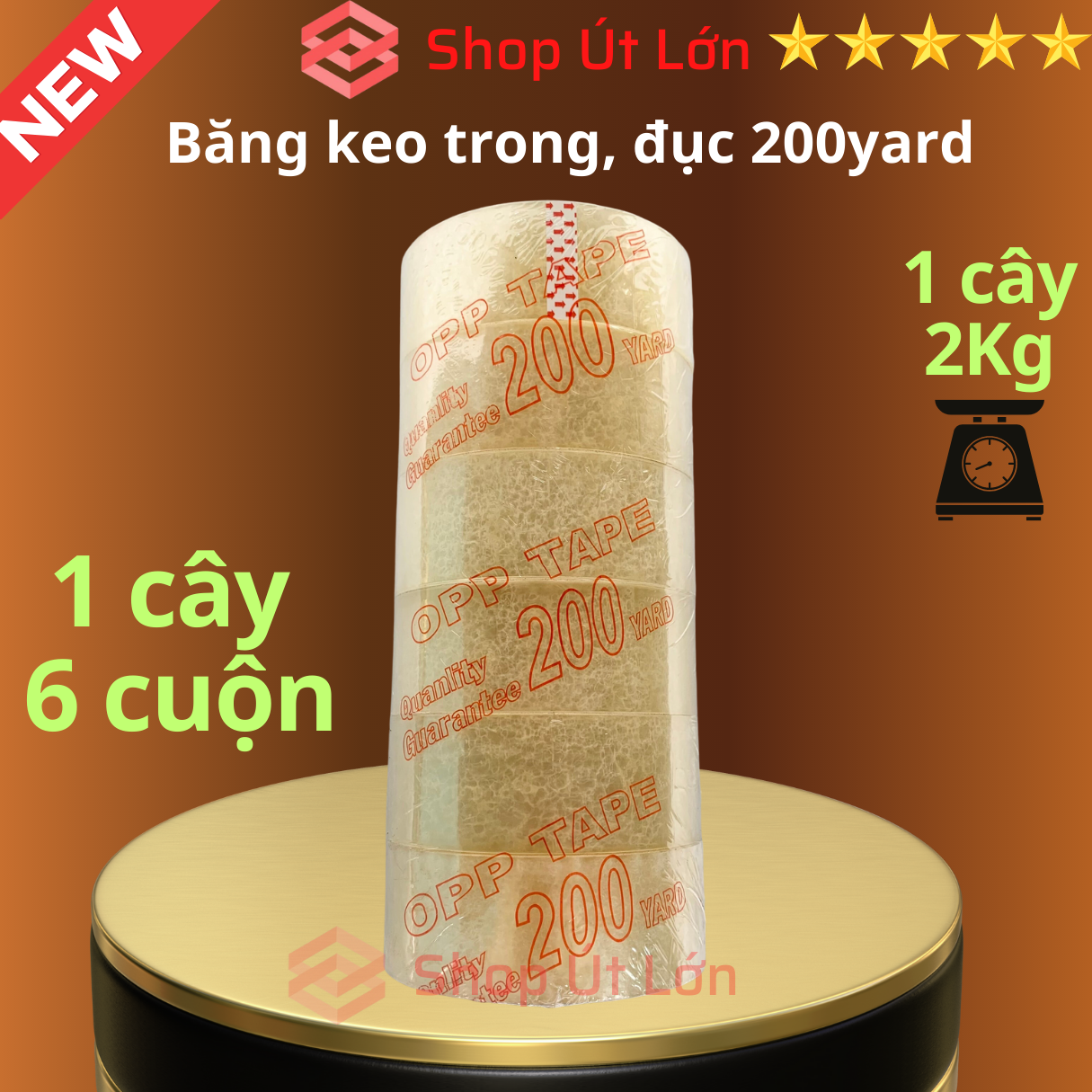 Băng keo trong đục 200yard nặng 2kg rộng 4.7cm lõi giấy 5mm. Mua từ 4 cây được kèm dao cắt băng keo.