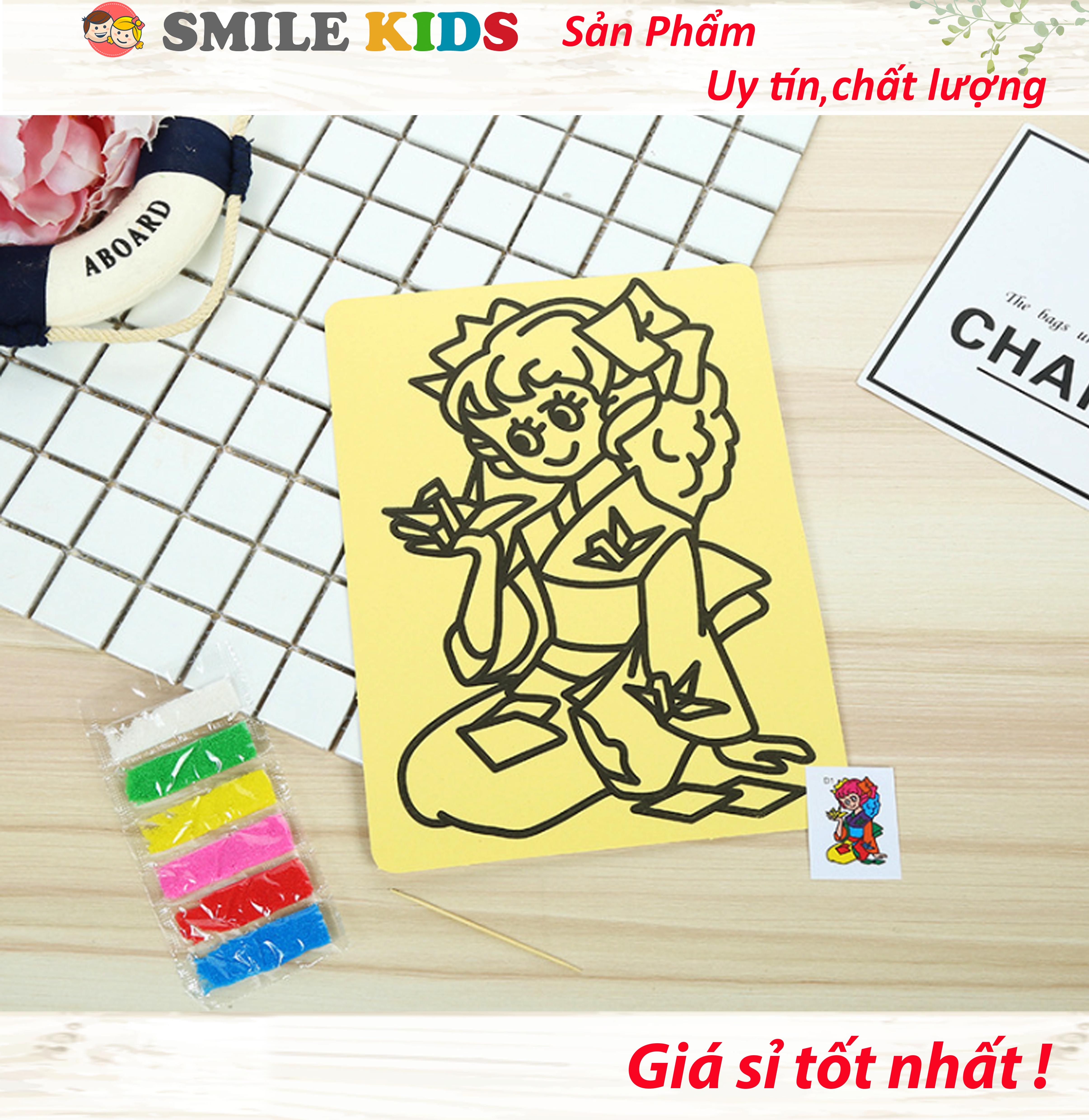 - 100 tranh cát khổ A6 nền vàng cho bé