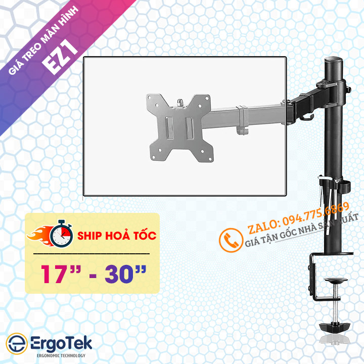 Giá Treo Màn Hình ErgoTek EZ1 17 - 30 Inch Tay Dài 36 Cm Tay Treo Màn Hình Máy Tính Kẹp Bàn [Rẻ Hơn NB F80 - NB H80]