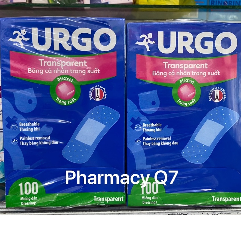 Băng cá nhân trong suốt Urgo Transparent 100 mieesng Bang ca nhan ugo Ủgo
