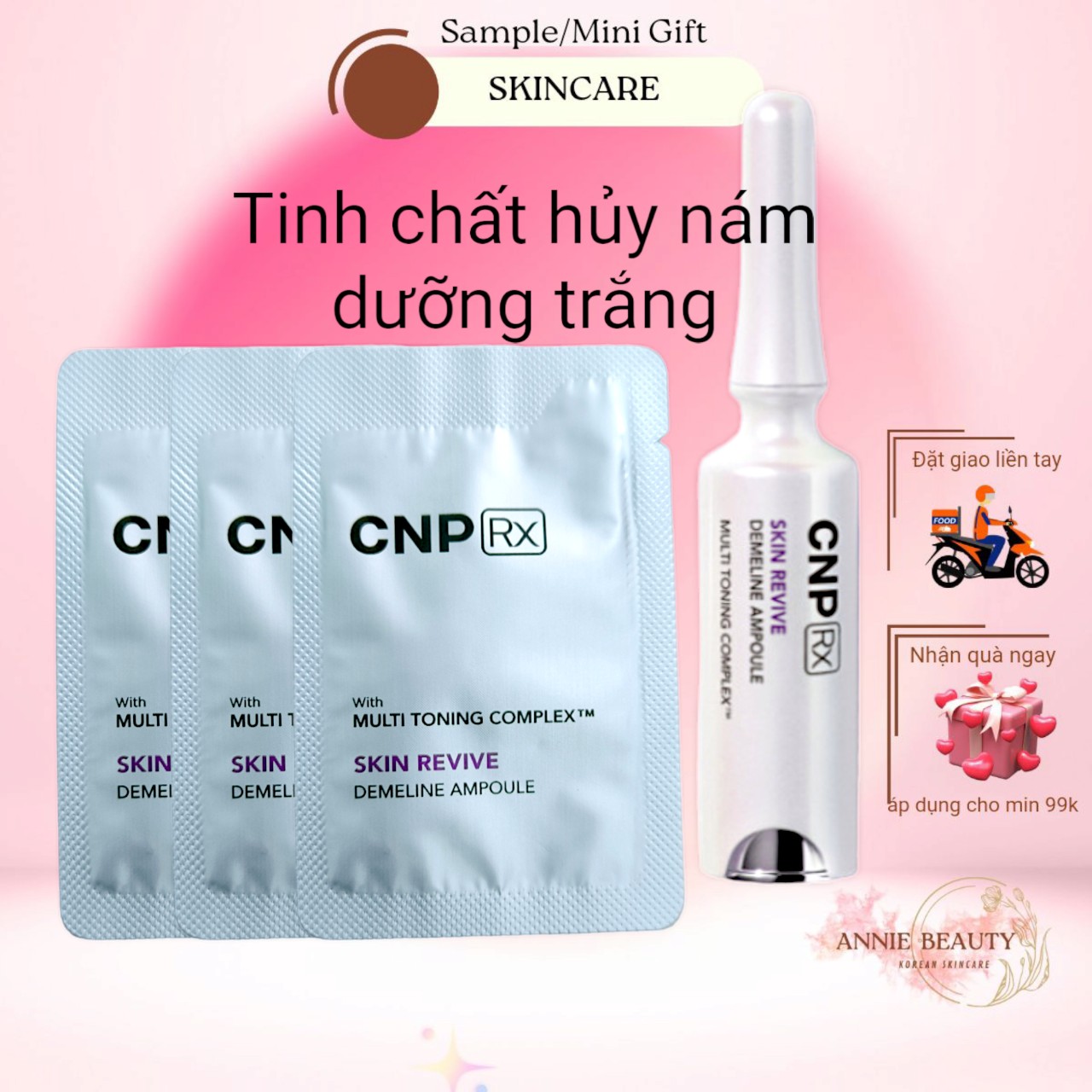 Combo 30 gói Tinh chất cải thiện nám, chăm sóc da mặt dưỡng trắng vượt trội CNP Rx Skin Revive Demeline Ampoule