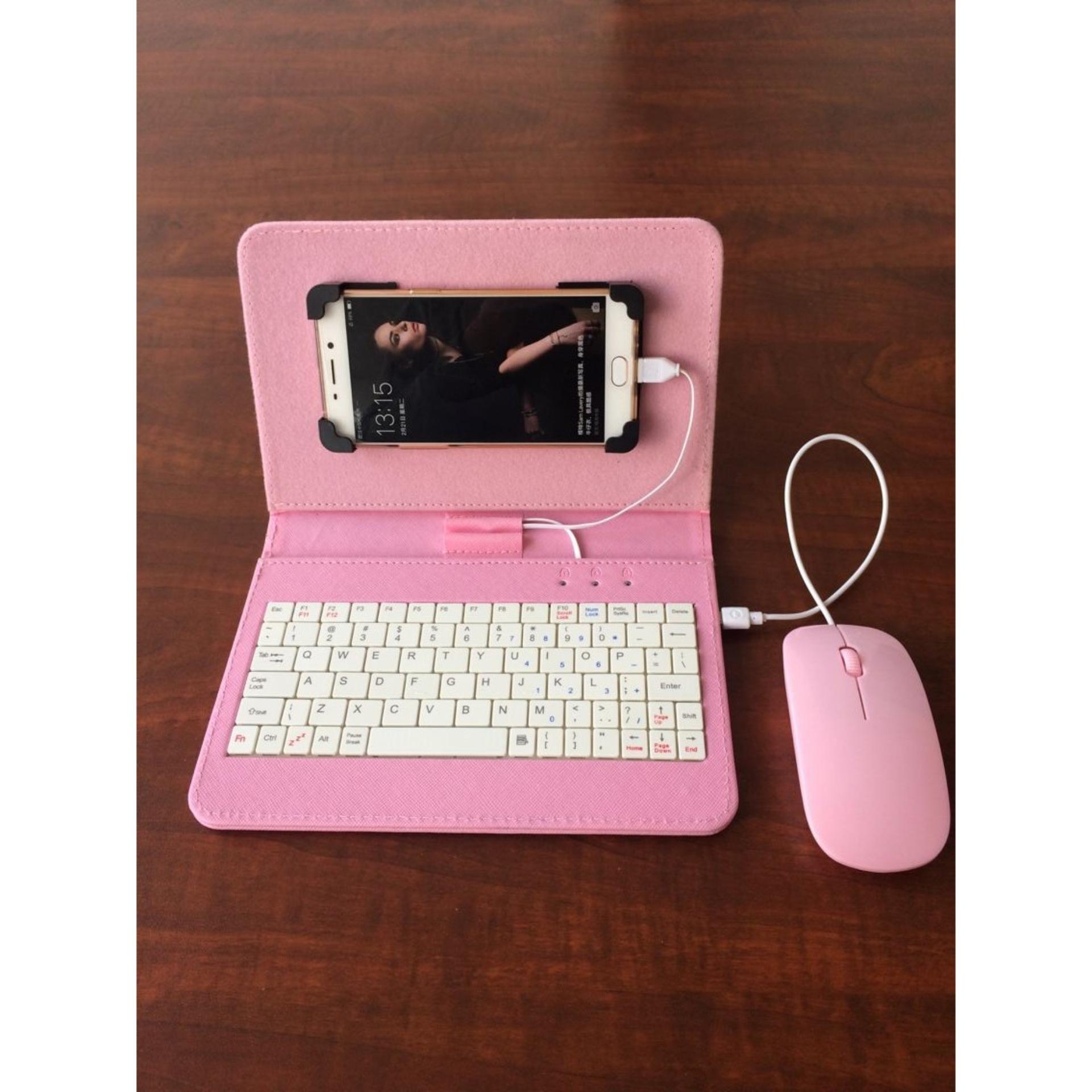 Bao Da Bàn Phím + chuột + Lót chuột cho điện Thoại Android Có Dây