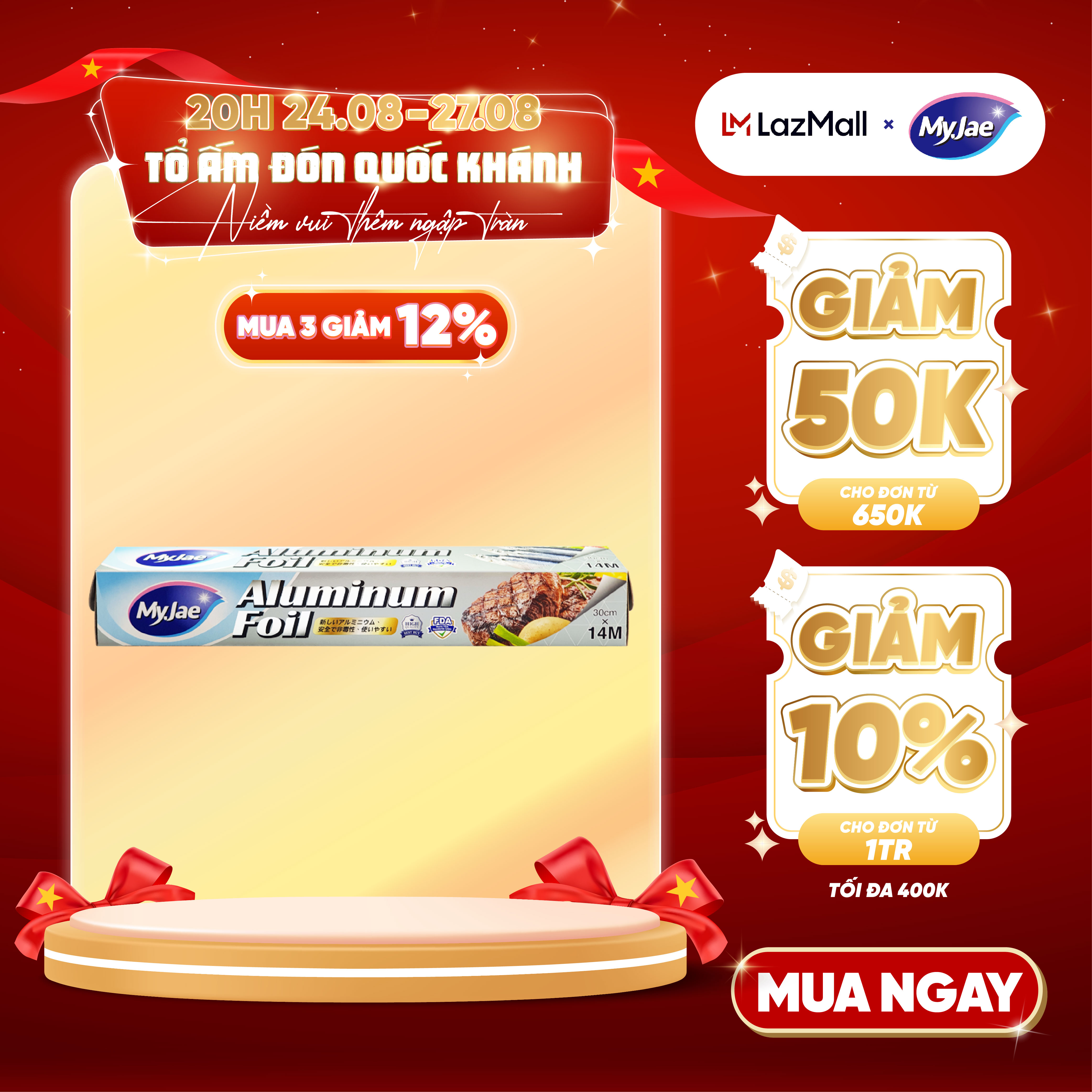 Giấy nhôm 14M (Đài Loan), giấy bạc dán bếp, giấy bạc nướng thực phẩm, giấy bạc lót nồi chiên không dầu