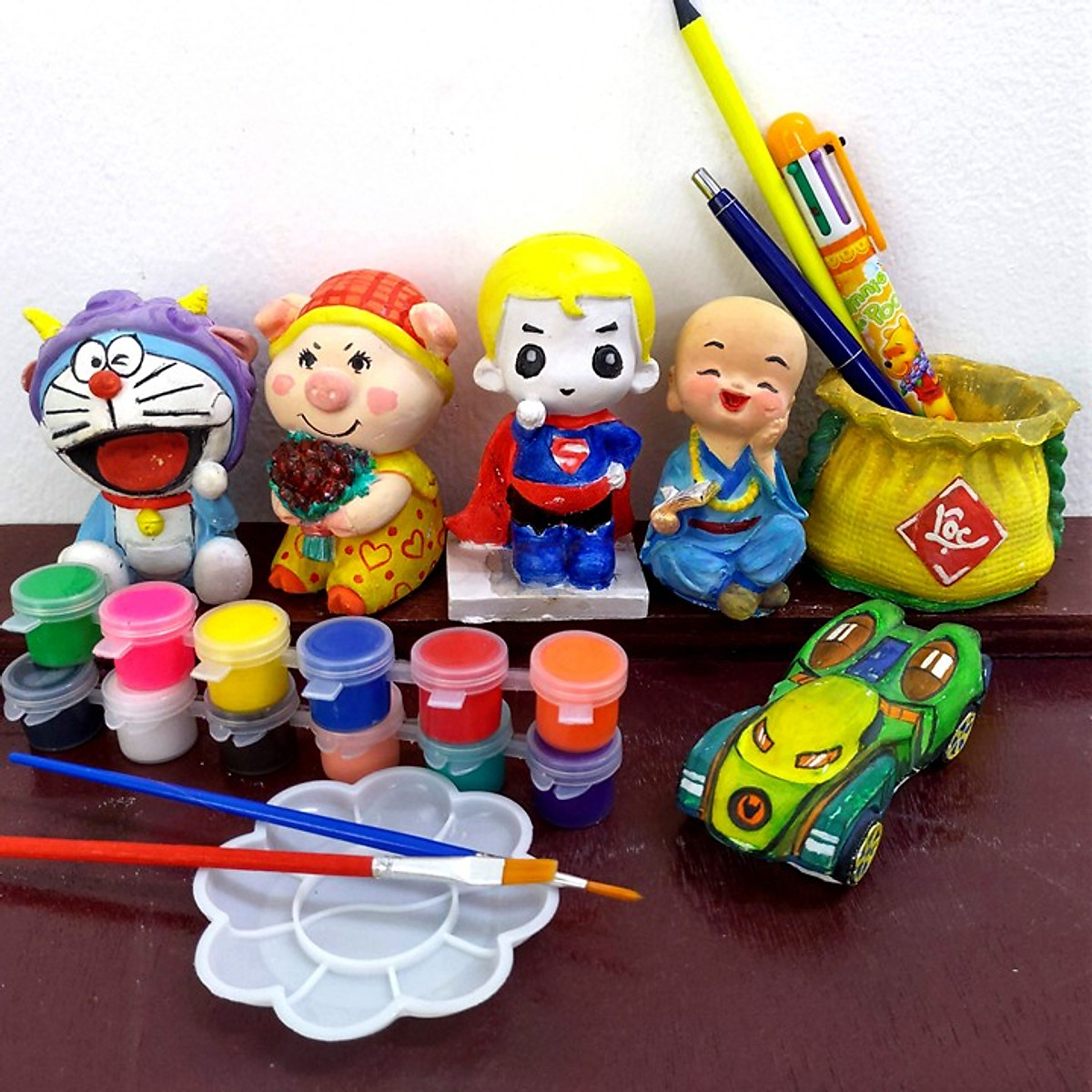 - bộ 10 tượng thạch cao size 9-11cm tặng 12 màu 2 cọ 1 vỉ - bộ tô tượng bằng thạch cao bát tràng 10 tượng kèm màu