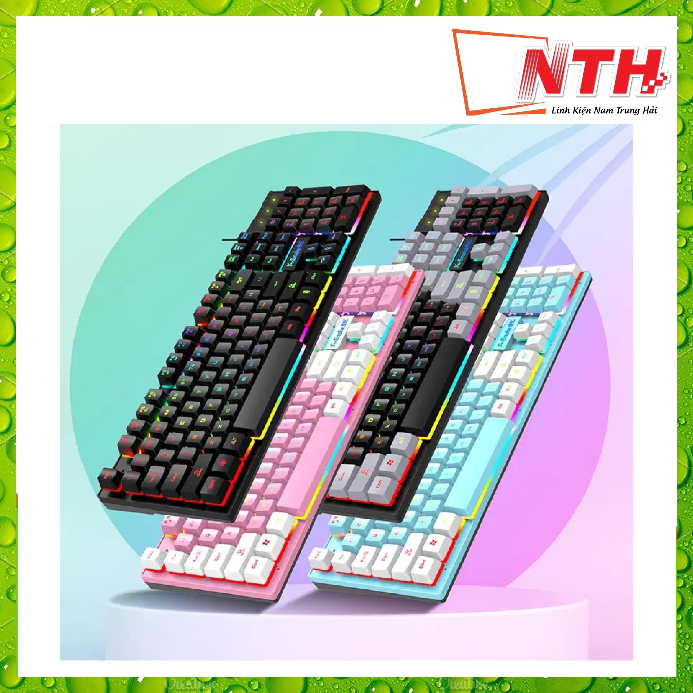 Bàn phím giả cơ k-snake k4 nút vuông dành cho game thủ với bản phối màu mới và đèn led xuyên phím - nth