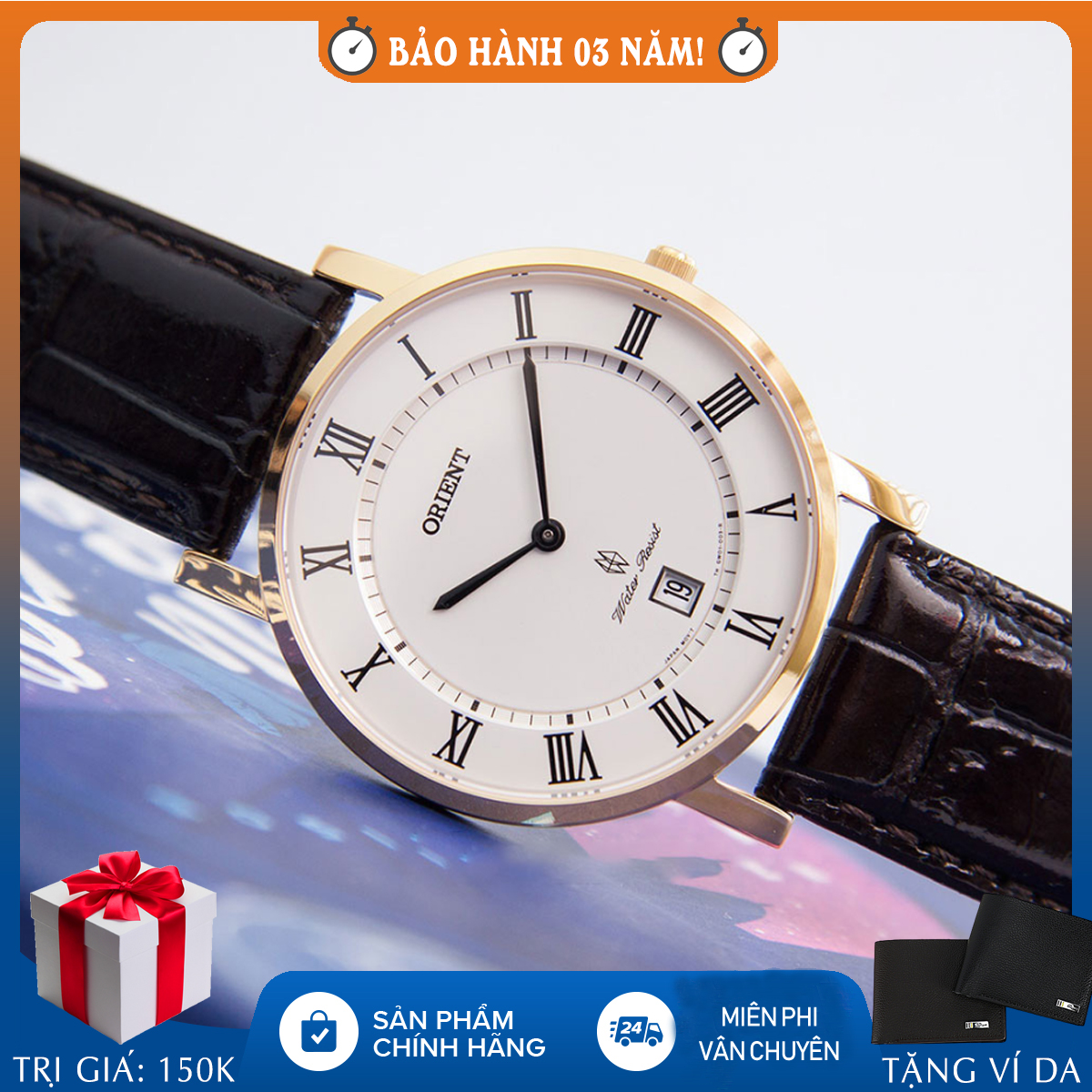 Đồng hồ nam dây da chính hãng Orient FGW0100FW0 full box, bảo hành 3 năm