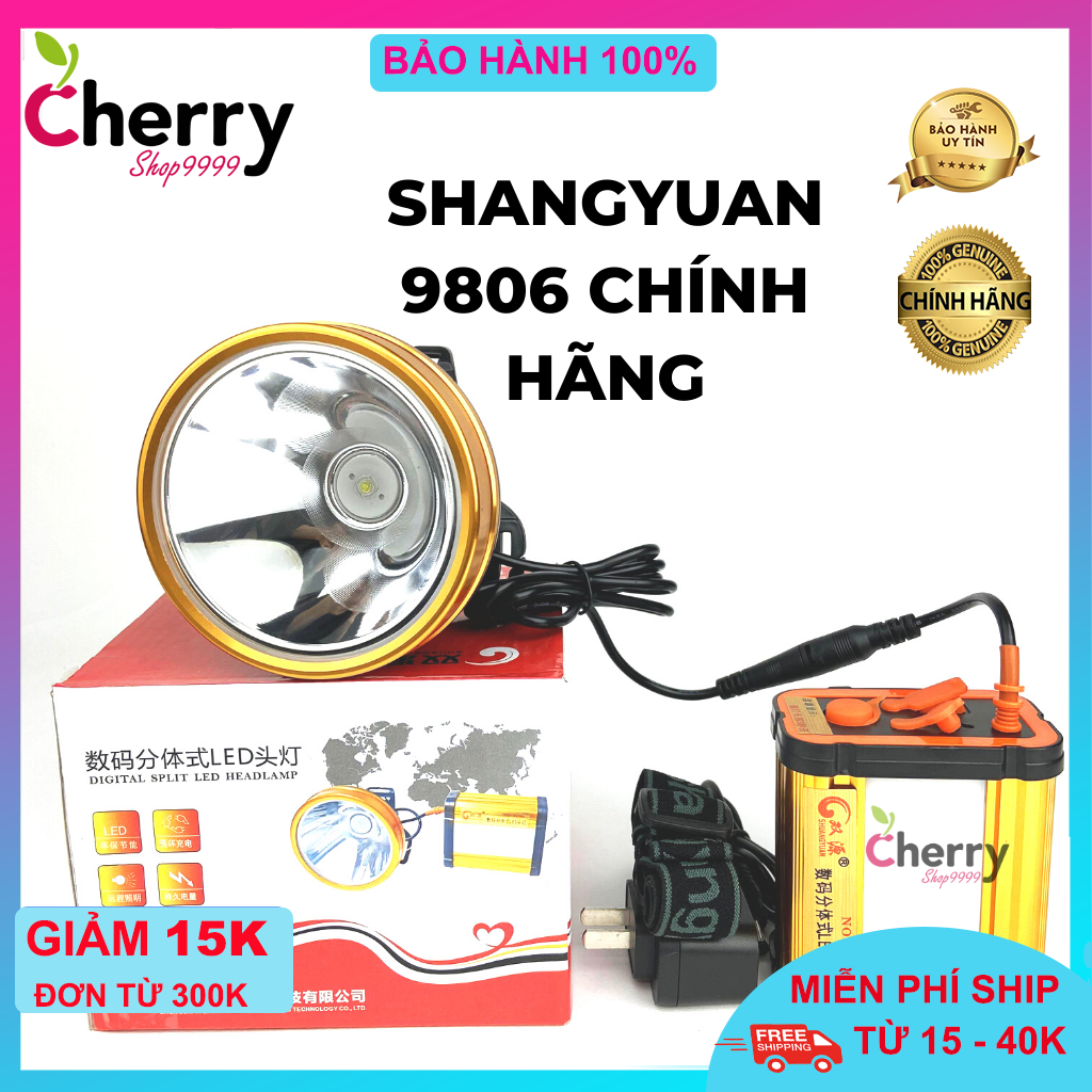 (HÀNG ĐẸP) Đèn pin đội đầu siêu sáng led 9806 200w kiêm xạc dự phòng cổng usb (ác quy pin khô) 16000 Mah kiêm ánh sáng trắng hoặc vàng