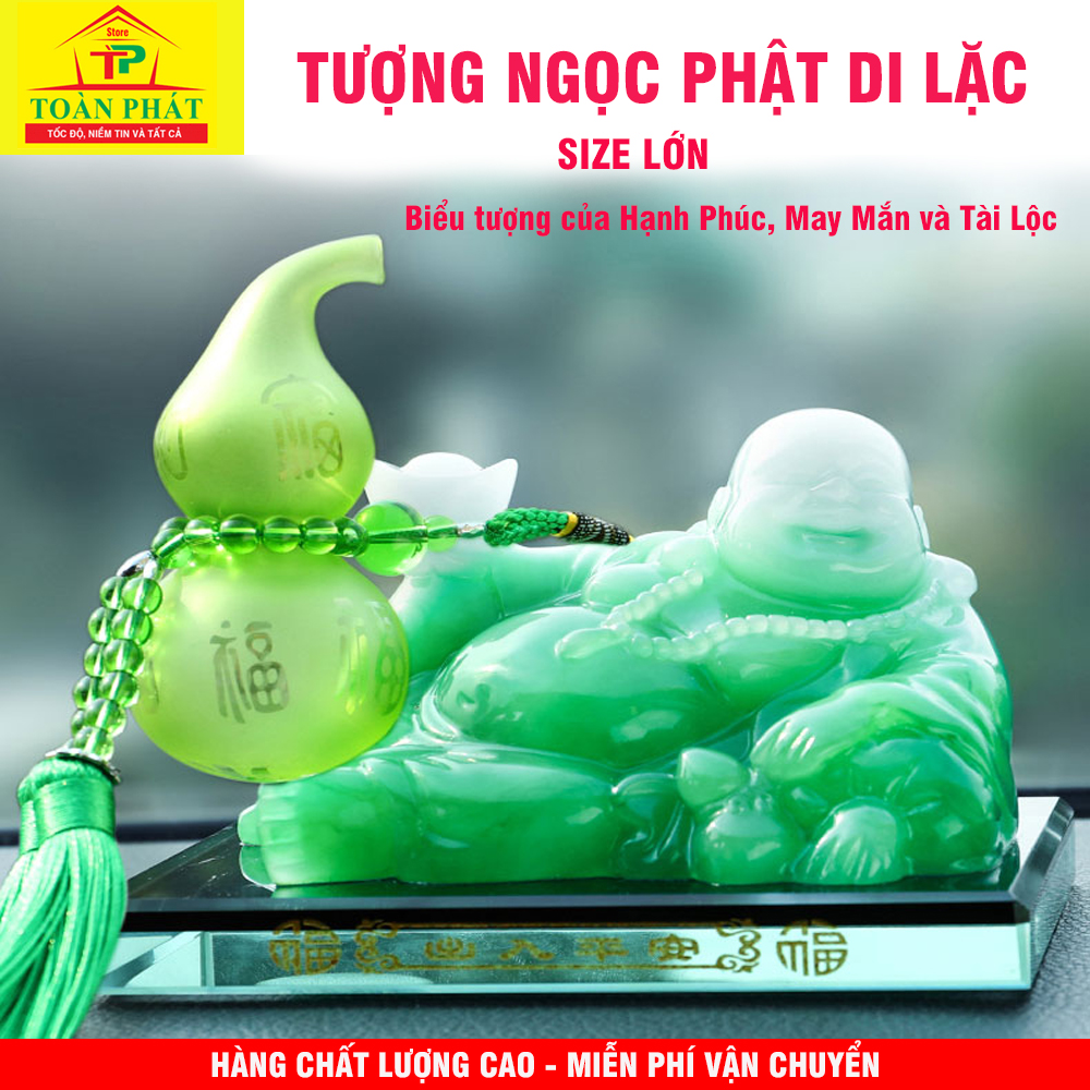 Tượng Ngọc DI LẶC, tượng Phật Phong Thủy [Size To]. Kiểu dáng sang trọng, thiết kế tinh xảo, tỉ mỉ, thể hiện vẻ đẹp linh thiêng, cao quý của Đức Phật Di Lặc mang Đến Bình An, May Mắn và Tài Lộc
