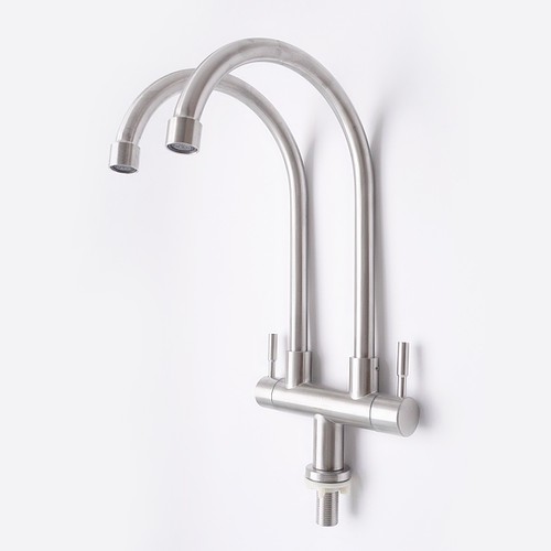 VÒI RỬA CHÉN LẠNH ĐÔI C1000-(Ống phi 18 inox 304 cao cấp)