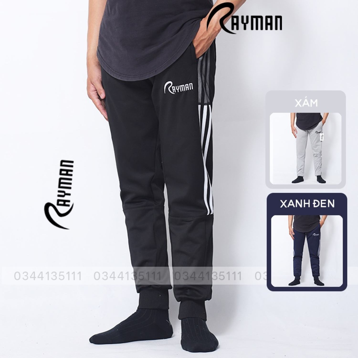 Quần jogger nam thun thể thao rayman quần thun dài nam màu đen, xám, xanh đen