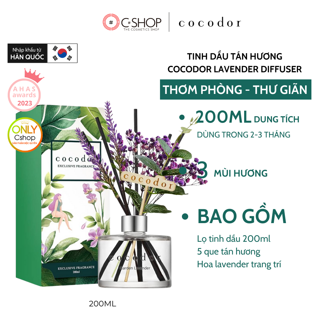 Tinh dầu tán hương Cocodor Reed Diffuser phiên bản Lavender 200ml