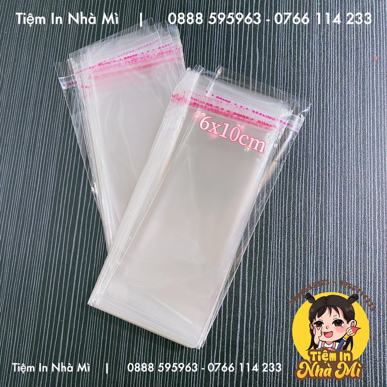 100 gam túi nilong có keo dán miệng size 6x10cm