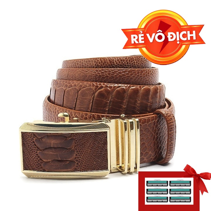 Dây nịt da đà điểu Ruby Luxury tặng kèm 6 lưỡi dao cạo râu kép trị giá 60.000 đ