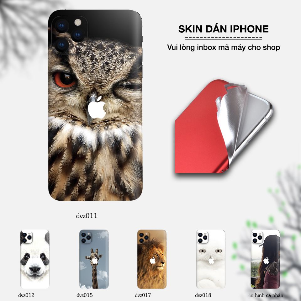 Skin dán cho iPhone mẫu Con vật bộ 2 (inbox mã máy cho shop)