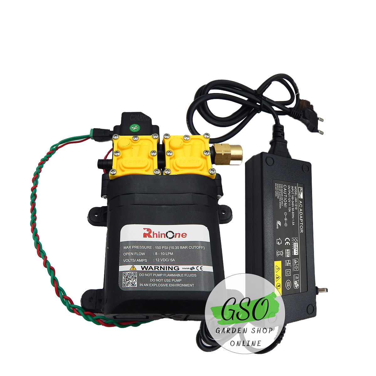 Máy bơm đôi tăng áp 12v kèm nguồn 12v + tặng khớp nối ren đồng 17x18 trị giá 30k. Dùng phun thuốc, phun sương, tưới cây - Bảo hành máy bơm