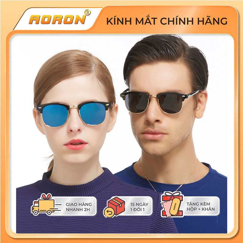 Kính Râm Nam, Kính Râm Nam Nữ Thời Trang Mắt Vuông, Mắt Kính Nam Nữ Phân Cực Chống Lóa Chống Chói Trầy Xước Tốt, Kính Mát Nam Chính Hãng - Ak005 - Aoron