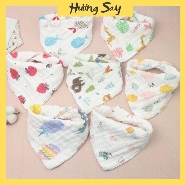 Set 2 yếm xô organic 6 lớp có cúc bấm cho bé