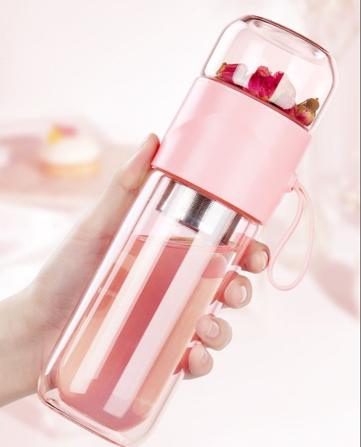 Bình pha trà, ly pha trà thủy tinh có lỗi lọc inox 304 cao cấp 400ml - mẫu mới