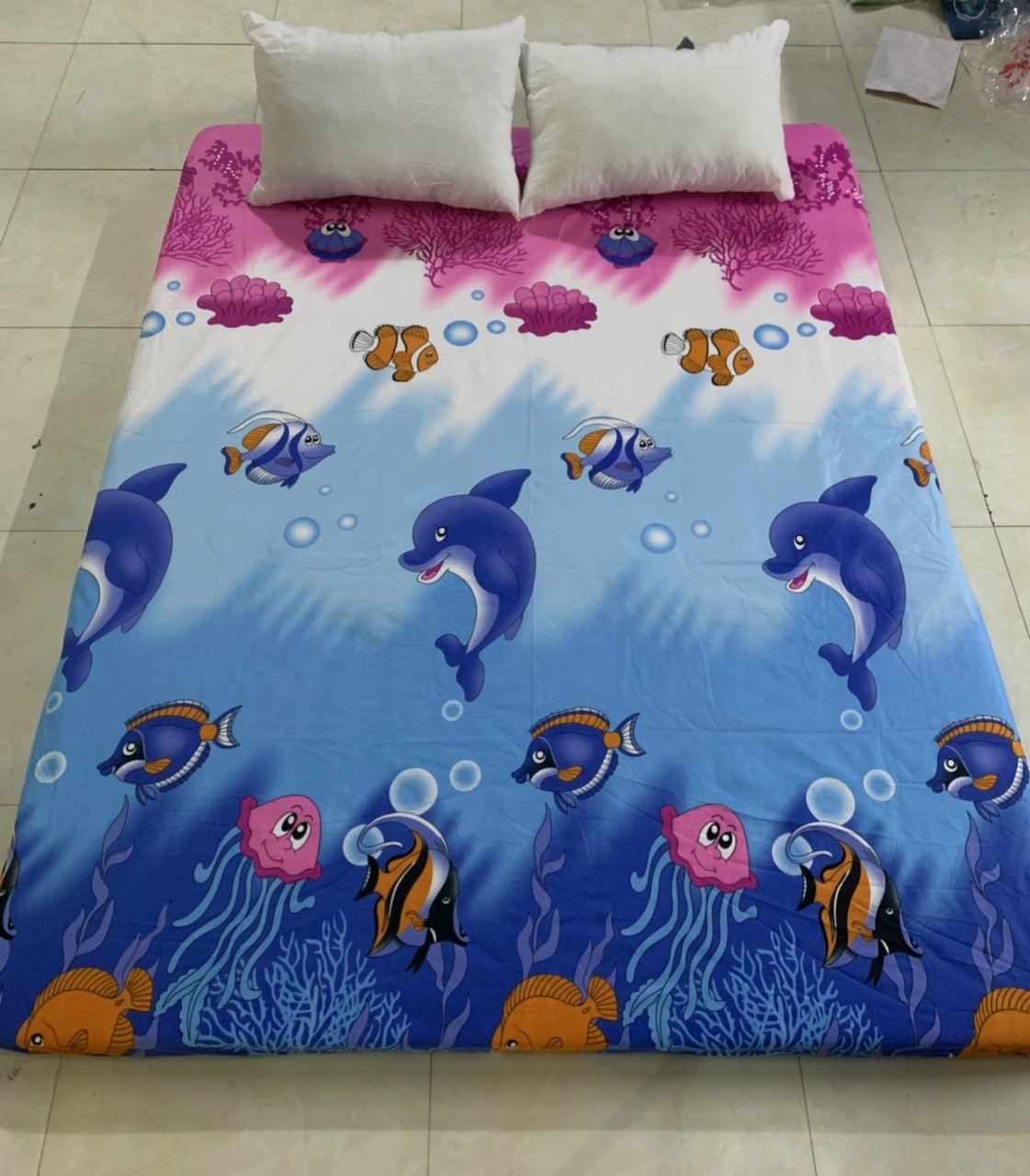 Ga chống thấm hoa văn cotton, ga chống thấm cotton hoạ tiết, ga chống thấm cotton kháng khuẩn, an toàn cho bé