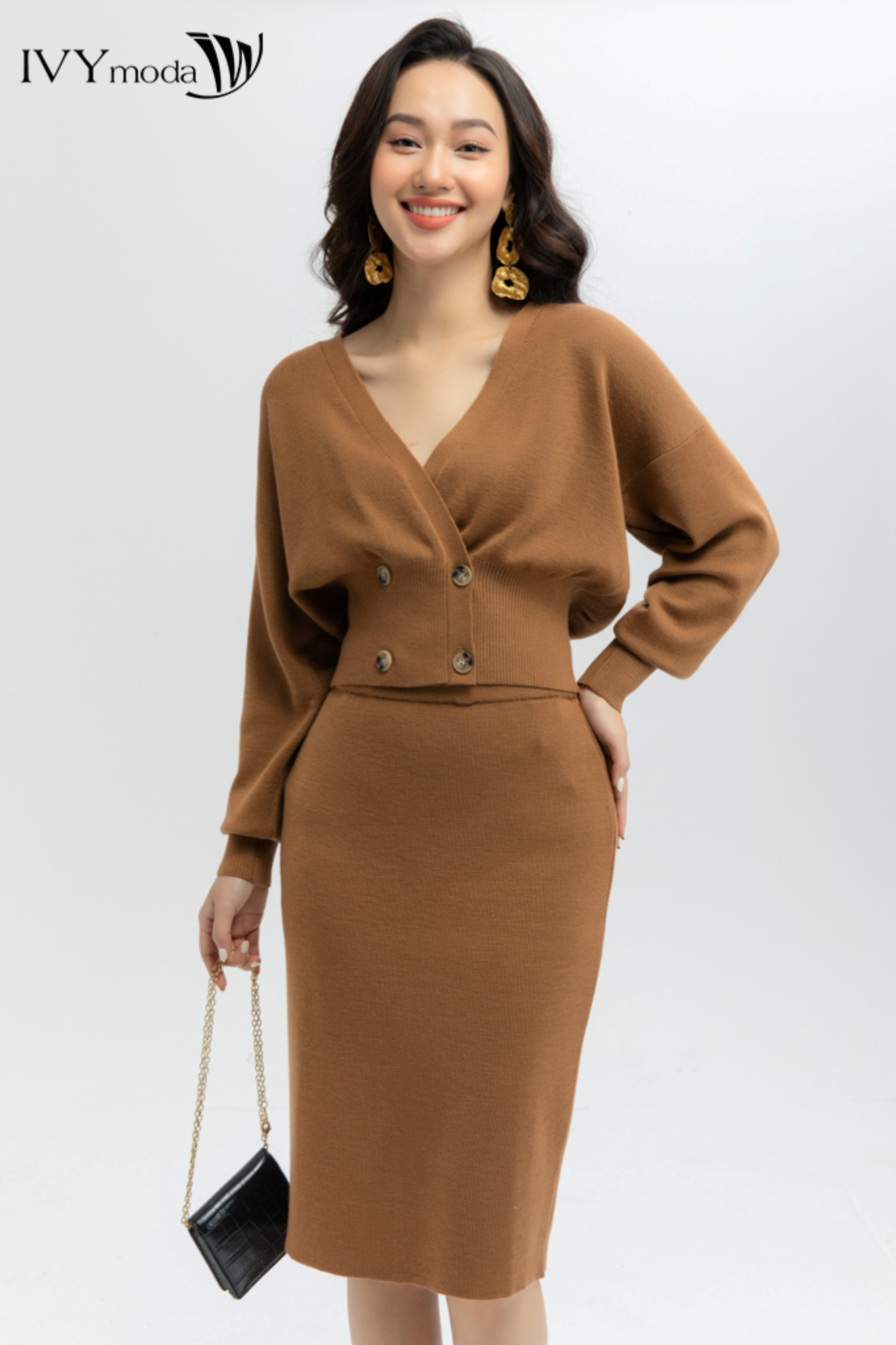 Áo khoác len lông cừu cao cấp dáng bo gấu thanh lịch IVY moda MS 77B7966