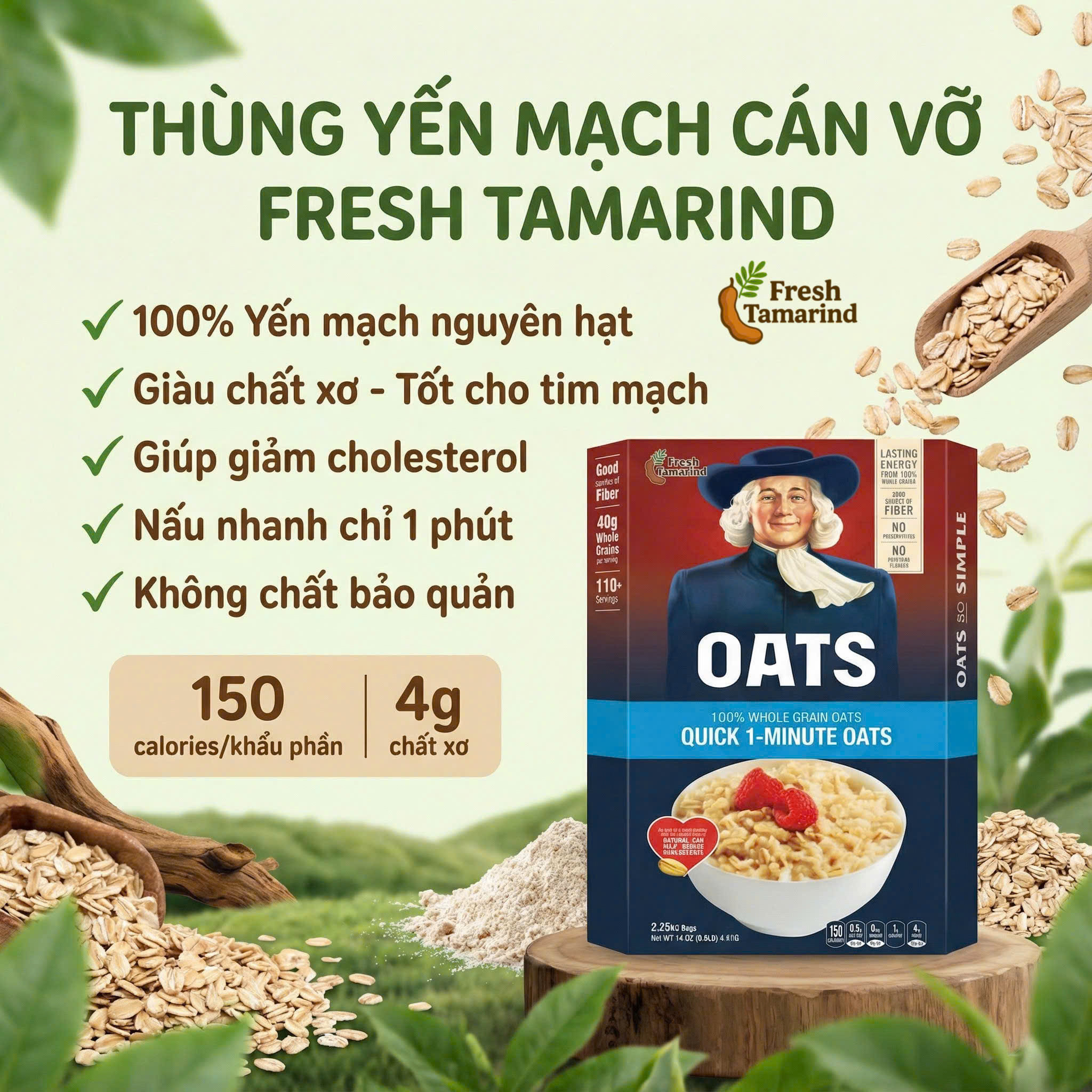 Yến Mạch Fresh Tamarind Oats Quick 1 minutie Loại Túi 1kg