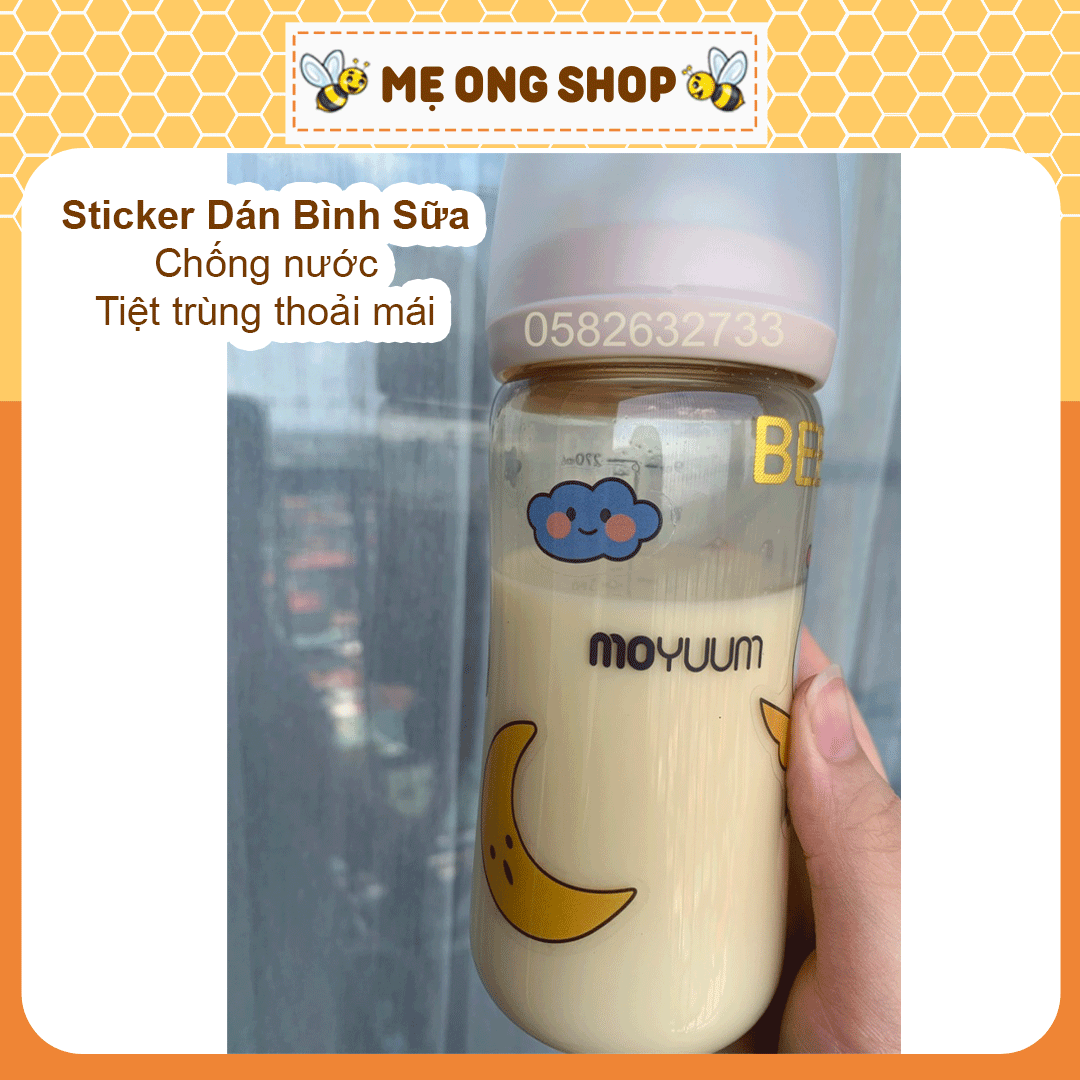 Stickers dán bình sữa bình nước hàn quốc cho bé chống nước
