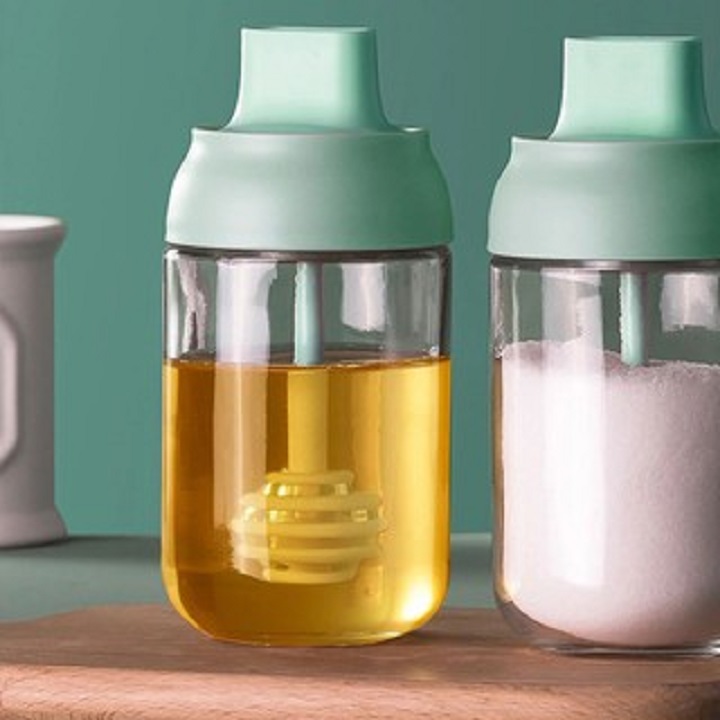 Hũ Thủy Tinh Đựng Gia Vị, Dầu Ăn, Mật Ong 250ml Nắp Xanh