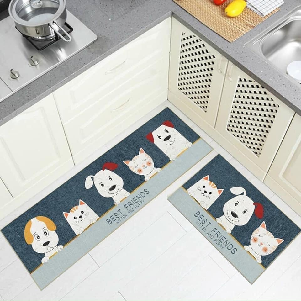 Thảm bếp khổ lớn hình chữ l 2 tấm, bộ 2 thảm bếp hàng loại 1 dày và mịn thấm hút tốt, mặt đáy chống trơn, mặt thảm bali 2023 - giao mẫu ngẫu nhiên