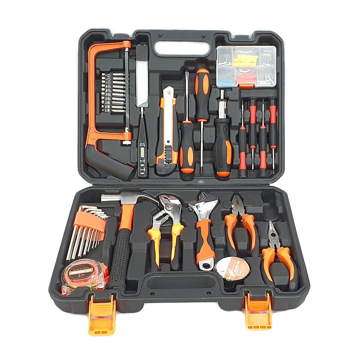 Bộ Dụng Cụ Đa Năng 100 Dụng Cụ Chi Tiết Bằng Thép Cao Cấp - Hộp Nhựa Nguyên Chất, Chịu Được Va Đập , Độ Bền Cao, Dễ Dàng Sử Dụng Di Chuyển - Kích Thước 39x29x9 Cm