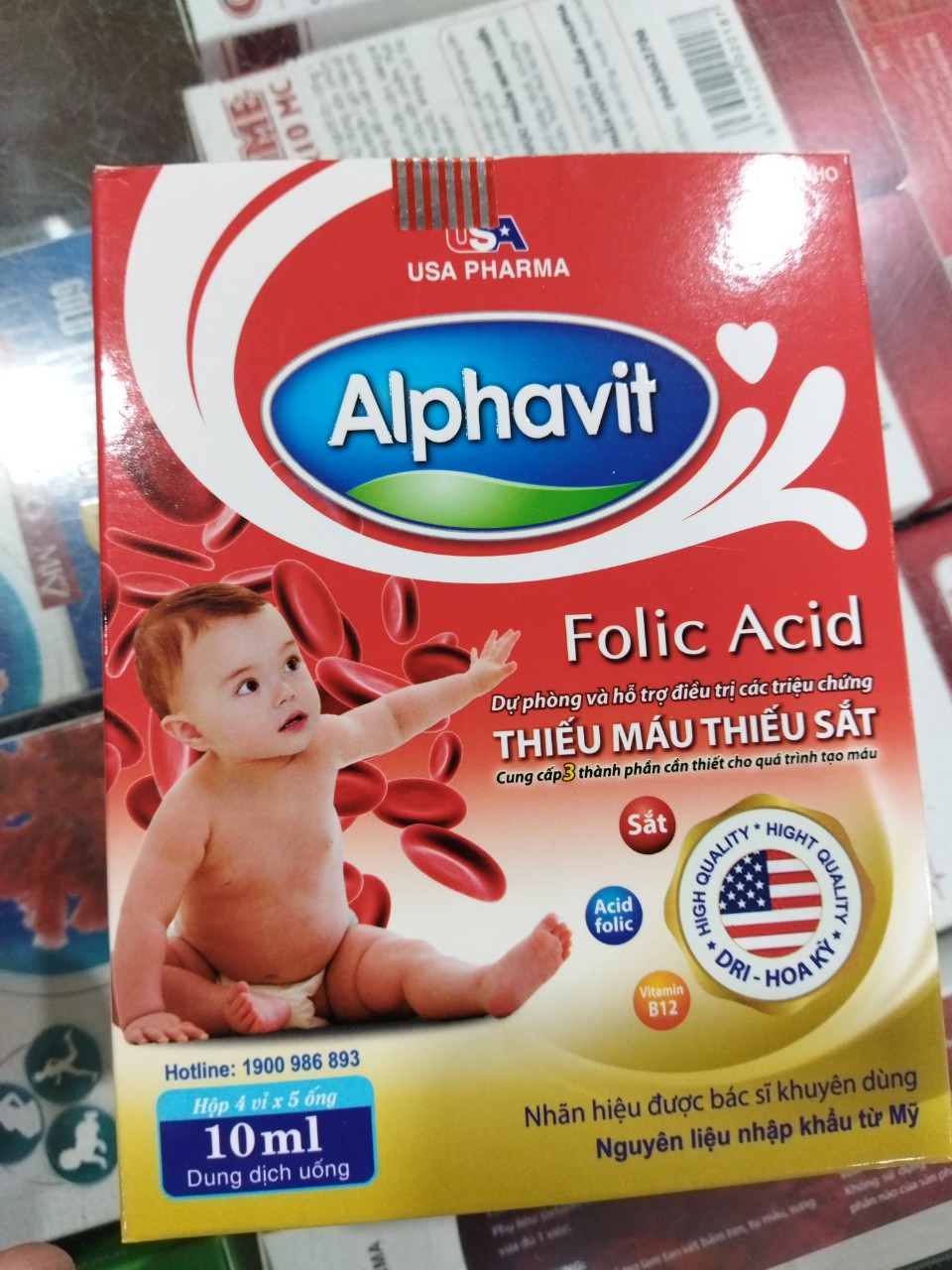 [Combo 2 hộp] siro bổ sung sắt acid fonic Alphavit - Ống uống bổ sung sắt cho người thiếu máu - dùng được cho trẻ từ 6 tháng trở lên - hộp 20 ống