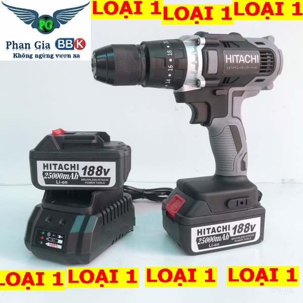 Máy khoan pin hitachi 188v, không chổi than, bảo hành 12 tháng