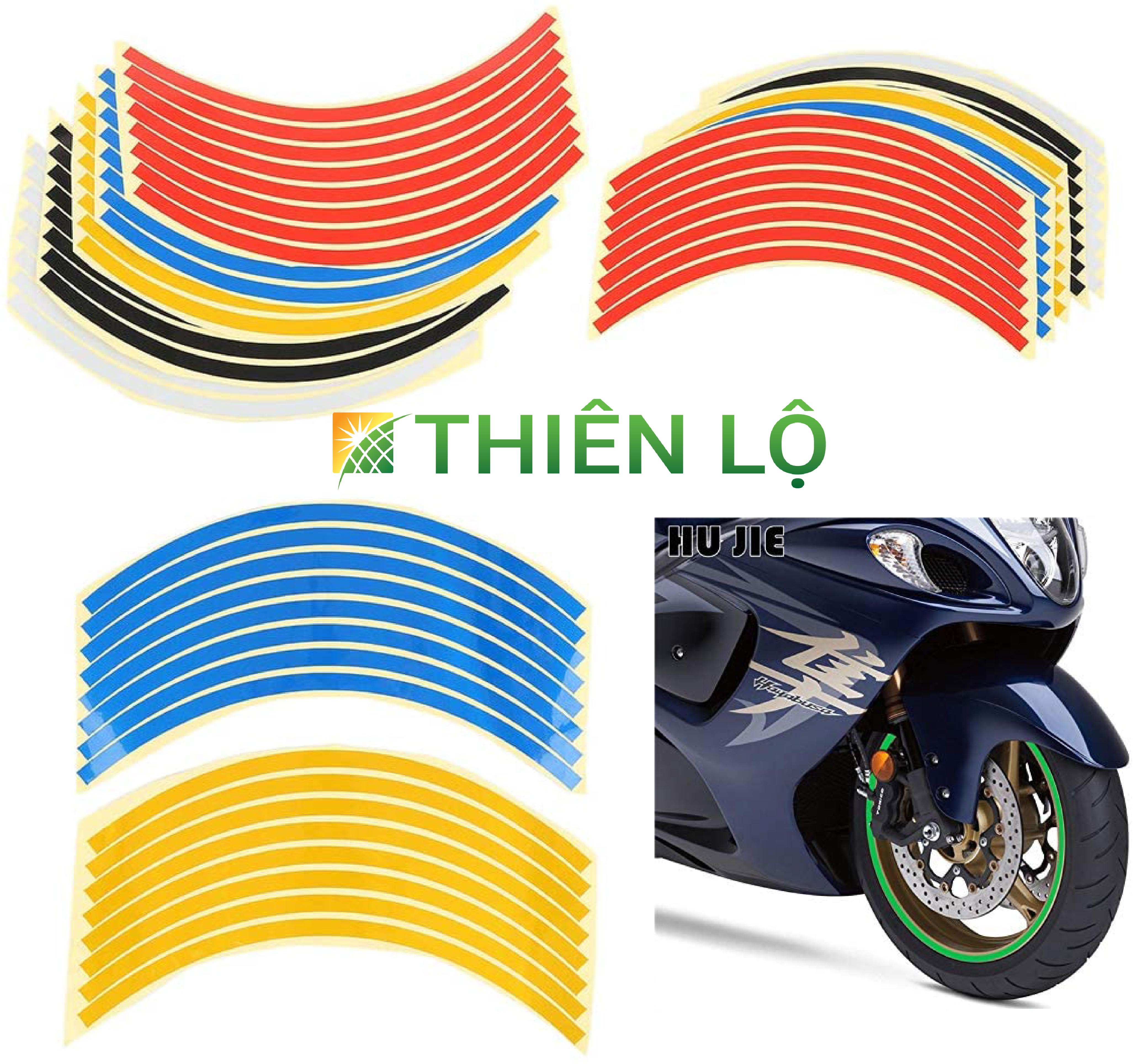Bộ Decals Tem Dán Vành Phản Quang Tem Dán Chỉ Mâm Xe Máy Ô Tô Cao Cấp - Phụ Kiện của Thiên Lộ